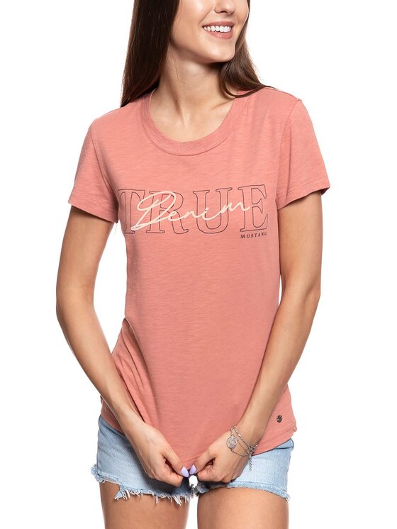 Mustang Mustang T-Shirt ALEXIA C PRINT Pomarańczowy Regular Fit