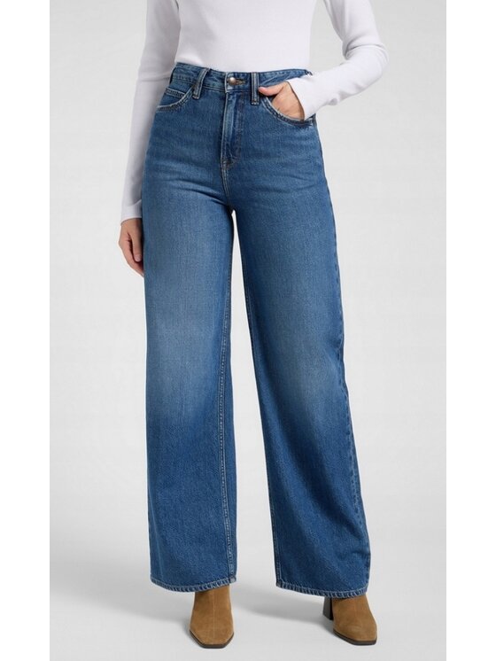 Lee Lee Jeansy 112370893 Niebieski Wide Leg
