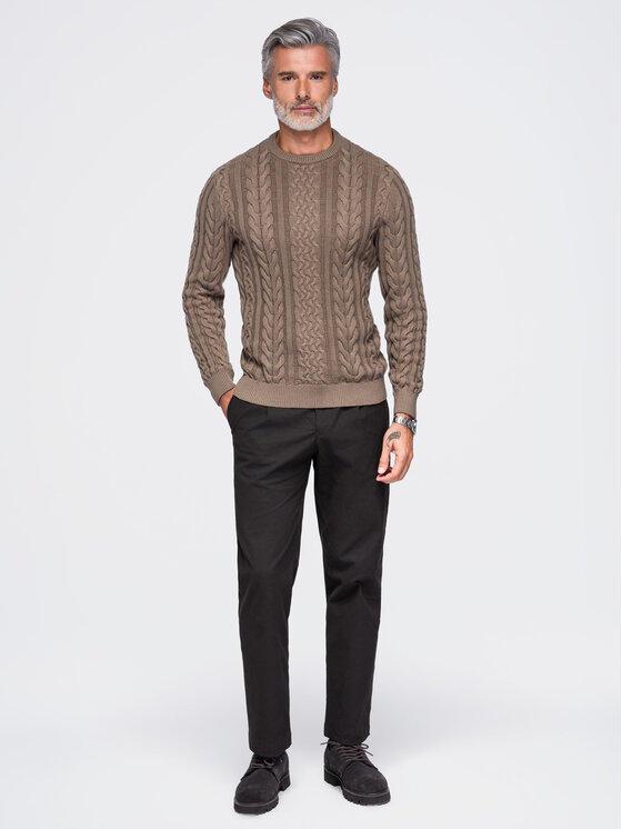 Ombre Ombre Svetr OM-SWSW-0191 Hnědá Regular Fit