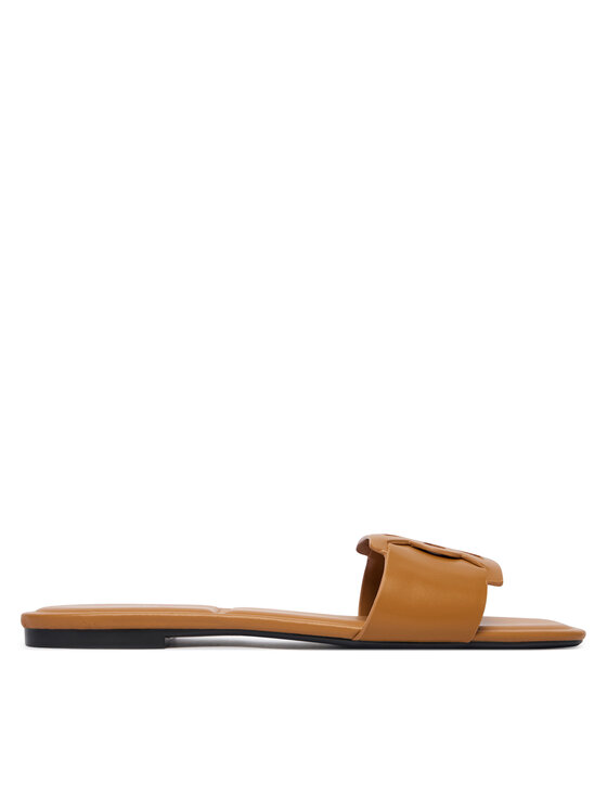 Calvin Klein Calvin Klein Plätud Square Flat Sandal Emblem HW0HW03128 Pruun