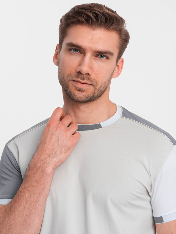 Ombre Ombre T-Shirt OM-TSCT-0176 Šedá Regular Fit