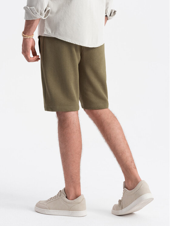 Ombre Ombre Šortky z materiálu OM-SRBS-0149 Zelená Regular Fit