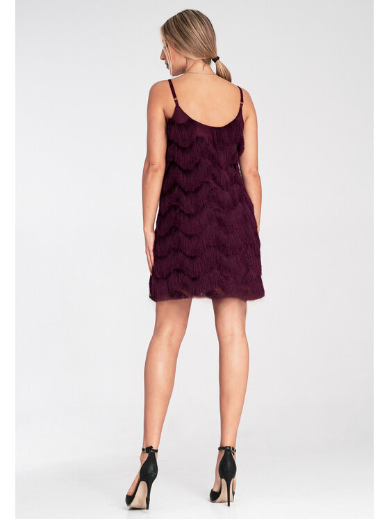 FIGL FIGL Koktejlové šaty M1107 Bordová Loose Fit