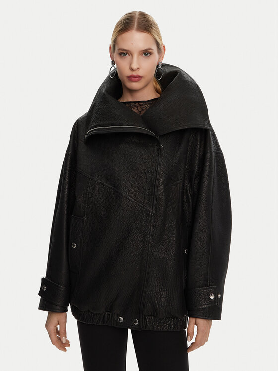 Dolce&Gabbana Dolce&Gabbana Bőrkabát F9S01L HULVN Fekete Oversize