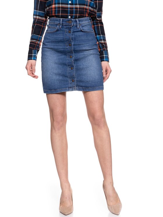 Lee Lee Spódnica mini A LINE SKIRT Niebieski Regular Fit