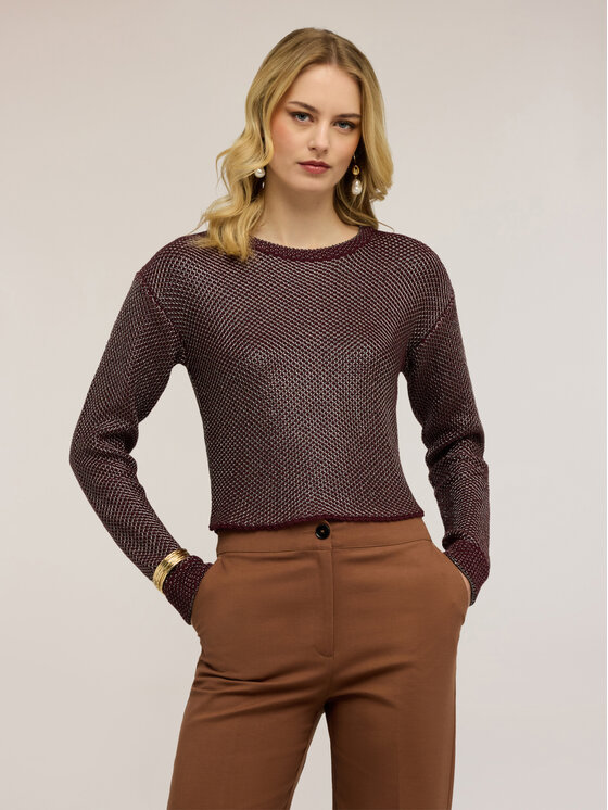 Motivi Motivi Sweter M115W003805N0Z6 Bordowy Regular Fit