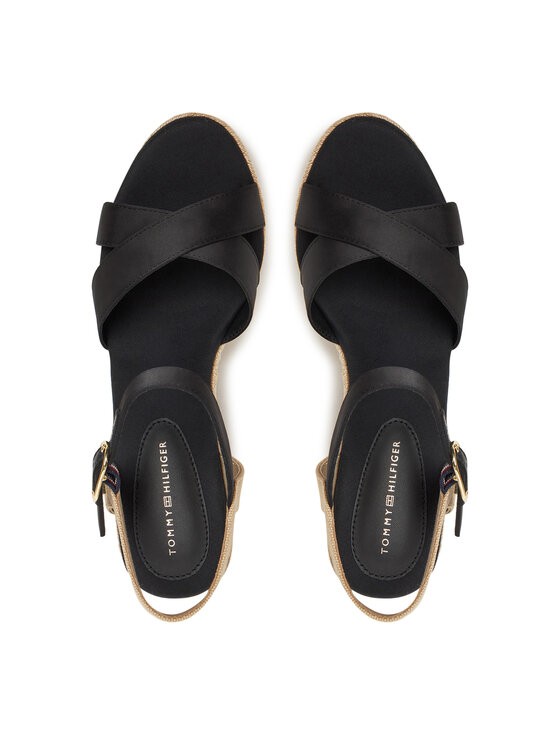 Tommy Hilfiger Tommy Hilfiger Espadryle Satin High Wedge Espadrille FW0FW08602 Czarny