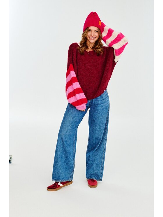 NAOKO NAOKO Sweter Burgundy Beat Bordowy Regular Fit