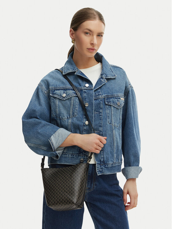Calvin Klein Geantă Emblem Aop Sm Bucket Crossbody LV04F3506G Negru