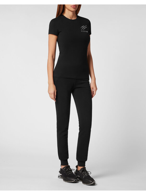 Plein Sport Plein Sport T-Shirt 12963 Czarny Skin Tight Fit
