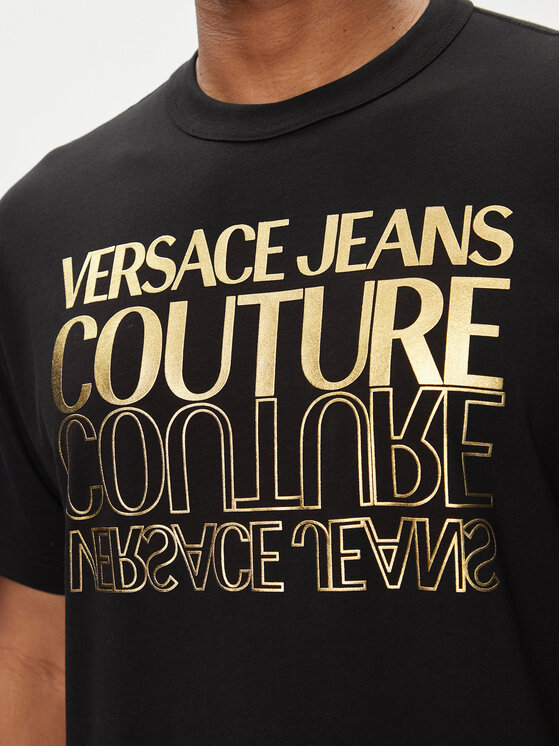 Versace Jeans Couture Versace Jeans Couture Тишърт 76GAHT10 Черен Regular Fit