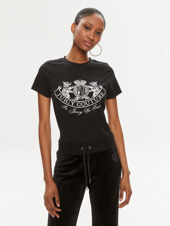 Juicy Couture T-krekls Enzo Dog JCBCT224816 Melns Slim Fit