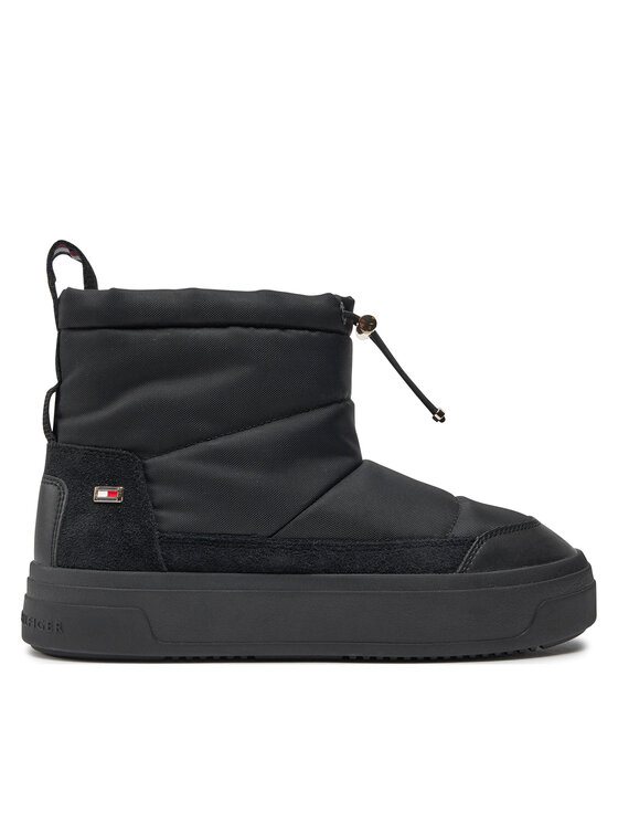 Tommy Hilfiger Škornji Za Sneg Flag Nylon Mini Snowboot FW0FW08334 Črna