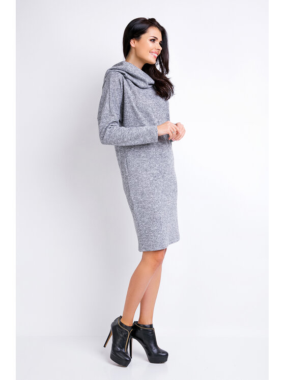 Awama Awama Úpletové šaty A161 Šedá Basic Fit