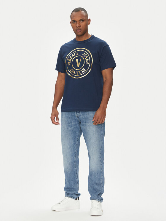 Versace Jeans Couture Versace Jeans Couture Majica 78GAHT01 Mornarsko modra Regular Fit
