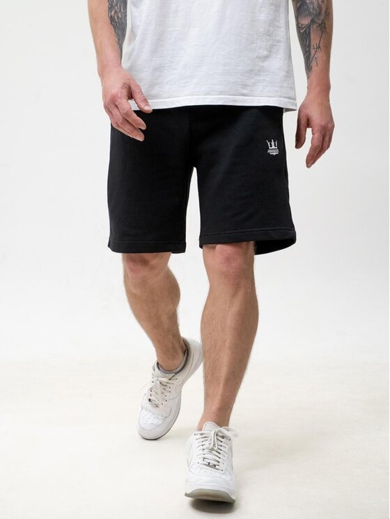 Jigga Wear Jigga Wear Szorty materiałowe Krótkie spodenki dresowe korona 131841 Czarny Regular Fit