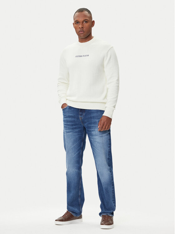 Guess Jeans Guess Jeans Sweter 168473 Biały Classic Fit