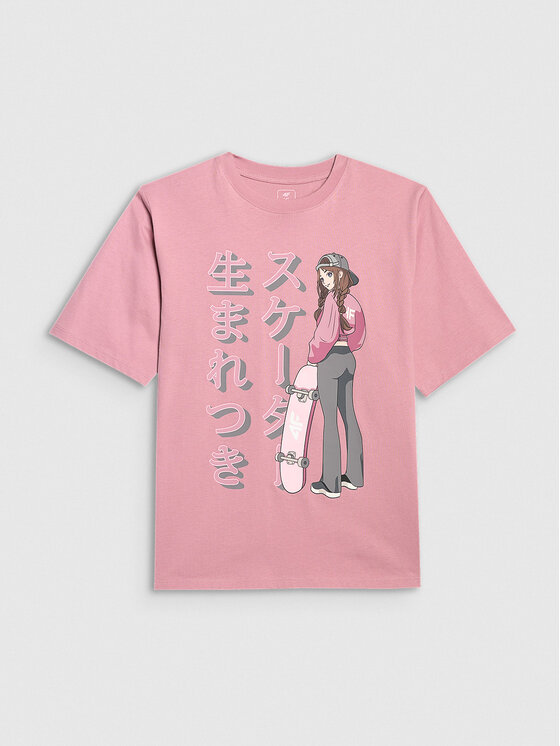4F 4F T-Shirt BLUE VACATION Różowy Oversize