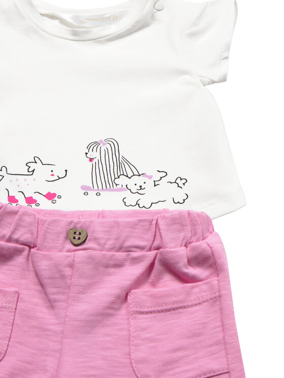 Mayoral Mayoral Completo 2 T-shirt e pantaloncini 1641 Rosa Regular Fit