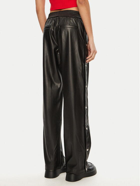 HUGO HUGO Hose aus Kunstleder Hileda-1_B 50522349 Schwarz Straight Leg