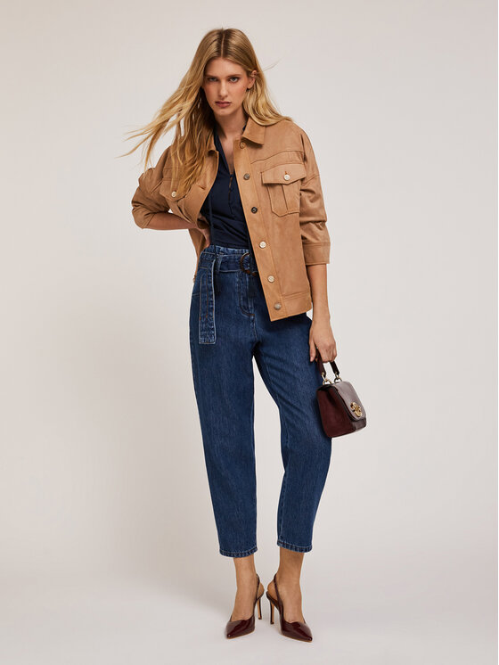 Motivi Motivi Kurtka z imitacji skóry R308W000124N002 Écru Regular Fit