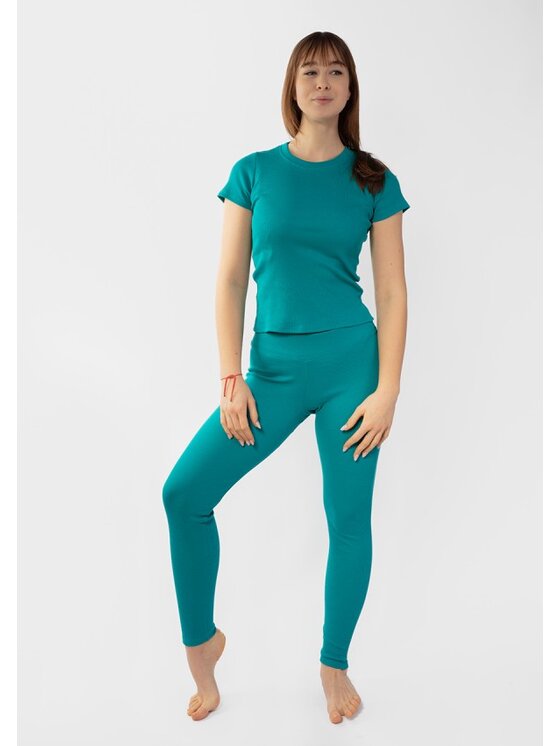 DKaren Sport DKaren Sport Komplet bluzka i spodnie Halima Turkusowy Slim Fit