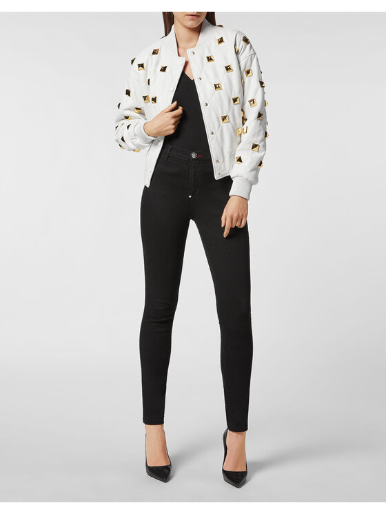 PHILIPP PLEIN PHILIPP PLEIN Giacca di pelle 3079 Bianco Slim Fit
