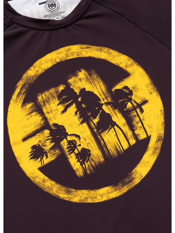 PITBULL PITBULL Koszulka techniczna LOGO PALMS Brązowy Regular Fit