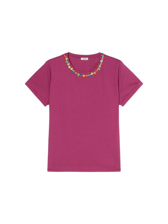 Oltre Oltre T-Shirt G050J004270N019 Fioletowy Regular Fit
