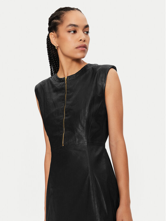 Bruuns Bazaar Bruuns Bazaar Sukienka skórzana Agathea BBW4183 Czarny Slim Fit
