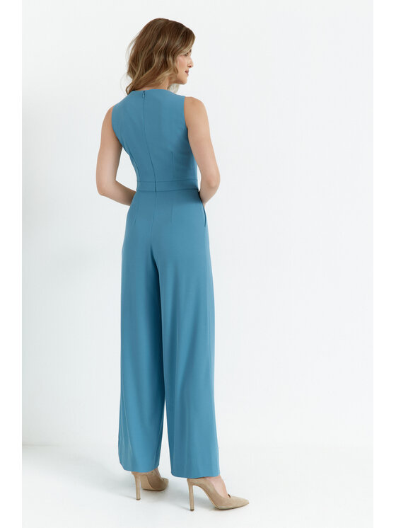 Makover Makover Kombinezon K184 Błękitny Modern Slim Fit
