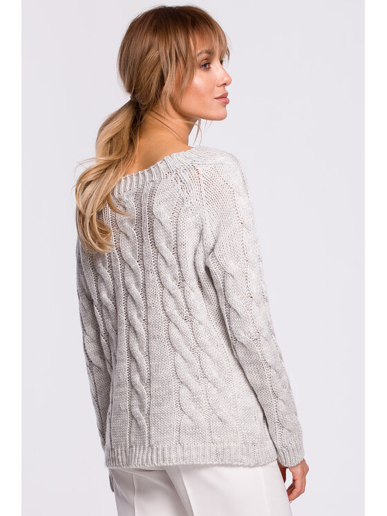 Made of Emotion Made of Emotion Sveter M511 Sivá Basic Fit