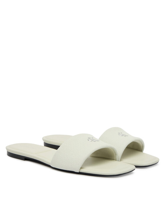 Calvin Klein Calvin Klein Şlapi Square Flat Sndl Canvas Hw HW0HW03129 Alb