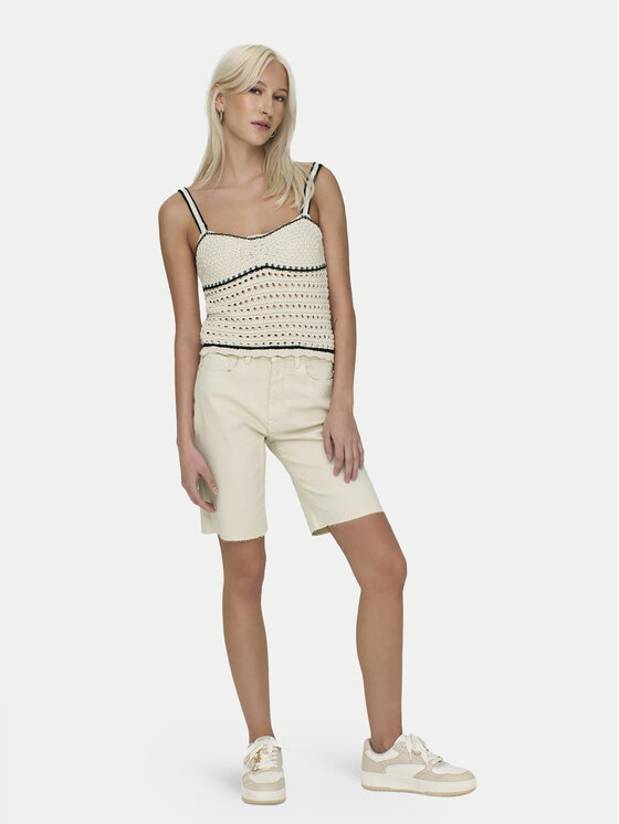 ONLY ONLY Szorty jeansowe Emily 15311258 Écru Mom Fit