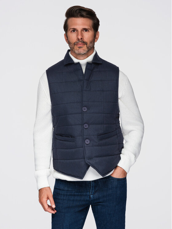 Ombre Ombre Kamizelka OM-JAVJ-0275 Granatowy Regular Fit