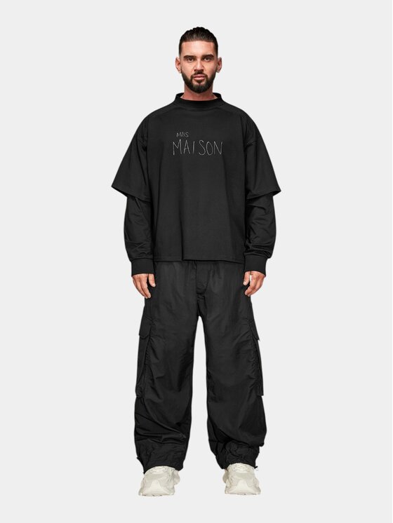 MADE BY SOCIETY MADE BY SOCIETY Spodnie materiałowe MONOLITH - P17812 Czarny Basic Fit
