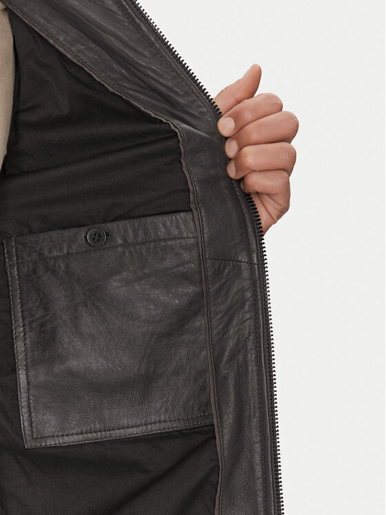 Mustang Mustang Lederjacke 310-24-055 Grau Regular Fit