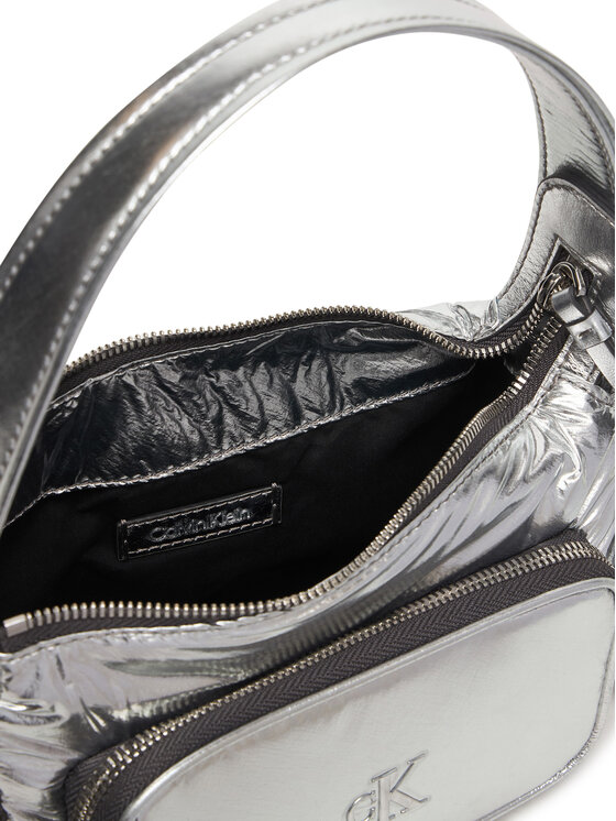Calvin Klein Calvin Klein Ročna torba Pocket Silver Nylon Small Bag LV04F3443G Srebrna