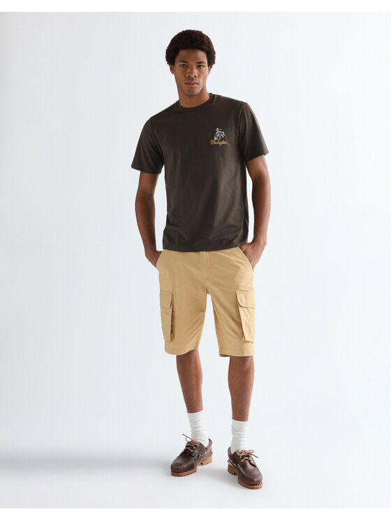 Wrangler Wrangler T-Shirt EMBROIDERY TEE Brązowy Regular Fit