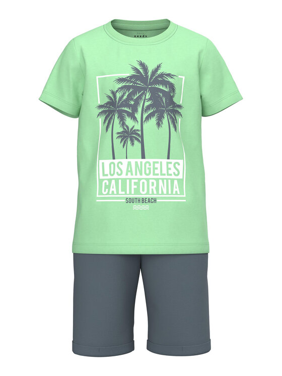 NAME IT NAME IT Sada T-shirt a šortky 13214392 Zelená Regular Fit