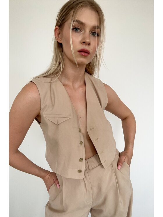 Chiara Wear Chiara Wear Kamizelka GARCON Beżowy Relaxed Fit
