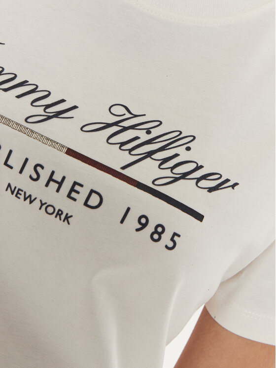 Tommy Hilfiger Tommy Hilfiger T-Shirt Script Graphic WW0WW43502 Écru Regular Fit