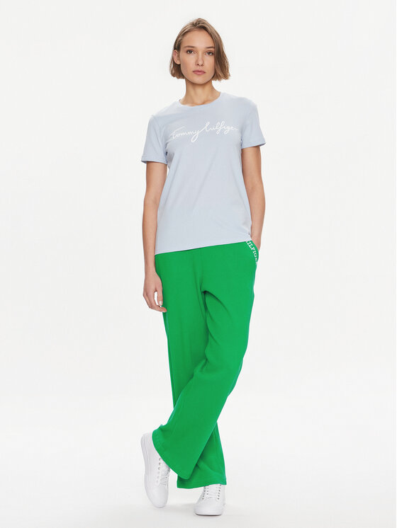 Tommy Hilfiger Tommy Hilfiger T-Shirt Signature WW0WW41674 Błękitny Regular Fit