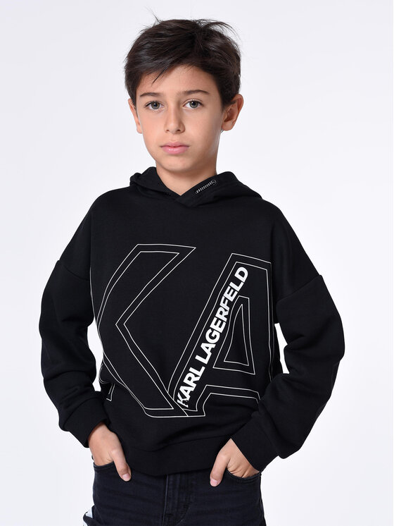 Karl Lagerfeld Kids Džemperis ar kapuci Z25431 D Melns Regular Fit