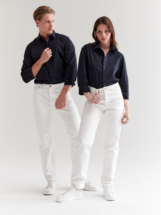 Americanos Americanos Jeansy Unisex Delaware Bílá Straight Leg