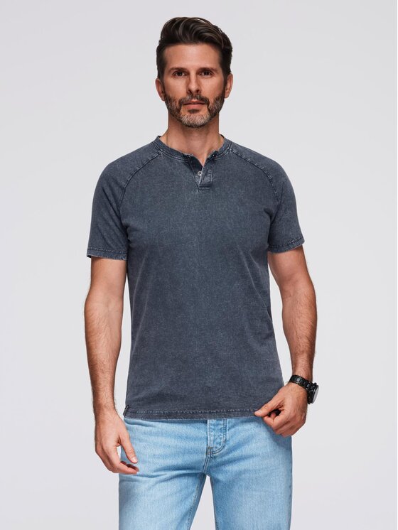 Ombre Ombre T-Shirt OM-TSWT-0150 Granatowy Regular Fit