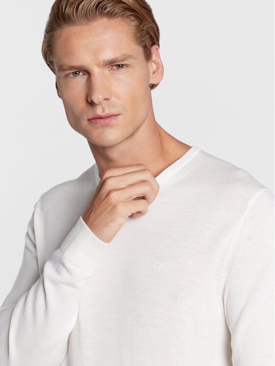 Calvin Klein Calvin Klein Sweter Superior K10K109474 Biały Regular Fit