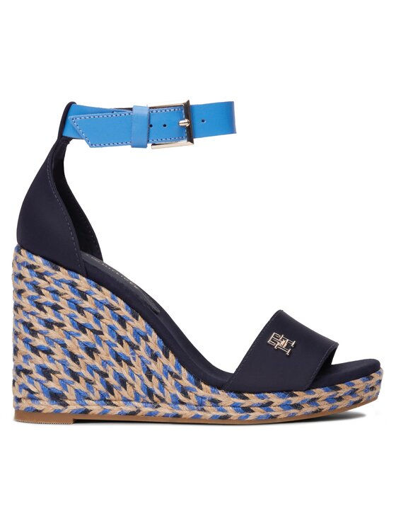 Tommy Hilfiger Tommy Hilfiger Espadrillid Colorful High Wedge Satin Sandal FW0FW07914 Tumesinine