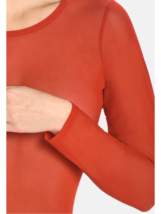 Teyli Teyli Body damskie siateczkowe Ero Czerwony Regular Fit
