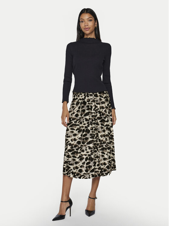 Vila Vila Plisovaná sukňa Nitban Print 14068477 Béžová Regular Fit